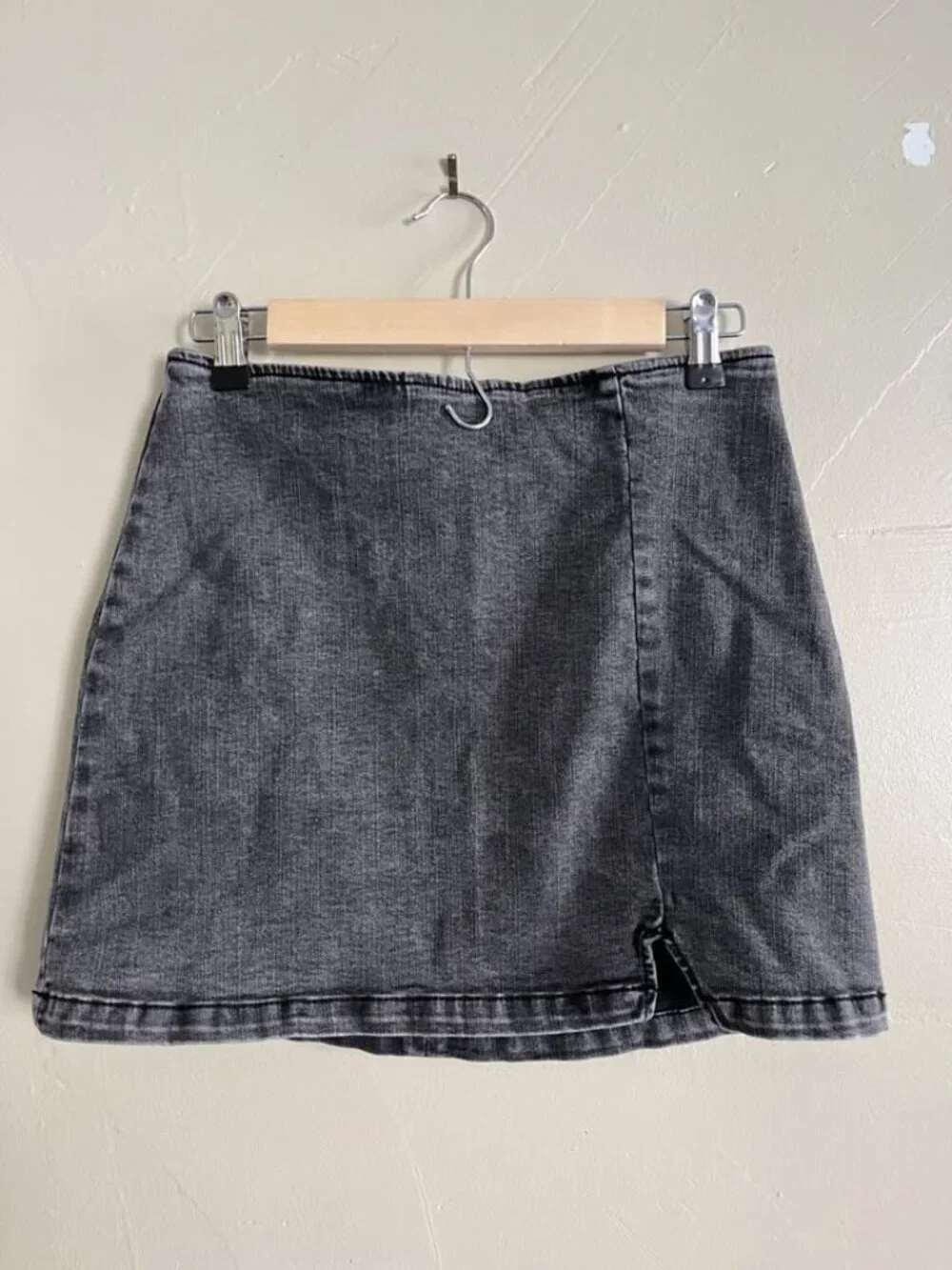 Gray denim mini skirt